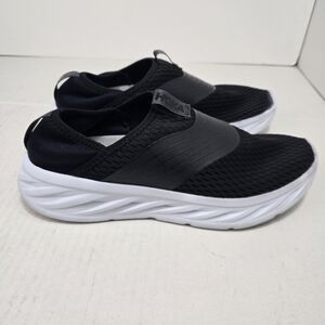 Hoka One One Black Slip-On Mesh Sneakers with White Sole